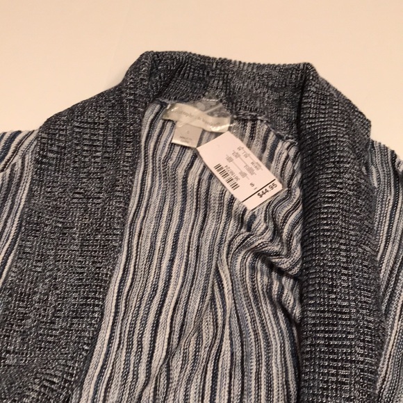 NWT Christopher and banks striped blue cardigan short sleeve sweater size S - Picture 6 of 7